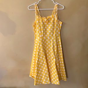 Adorable white polkadot, vibrant yellow sundress NWOT